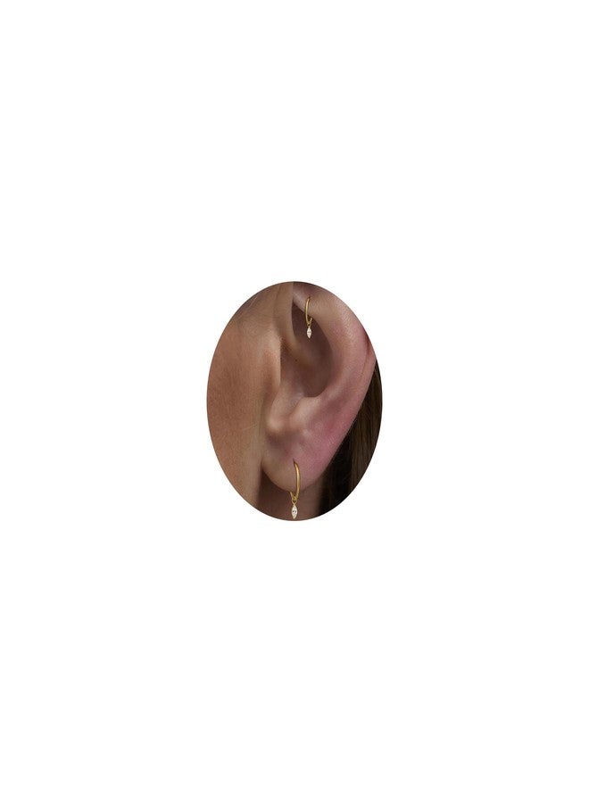 NONTAI Dangle Huggie Hoops Titanium,18G Rook Piercing Jewelry Gold Cartilage Helix Earring Conch Daith Earrings - Image 1
